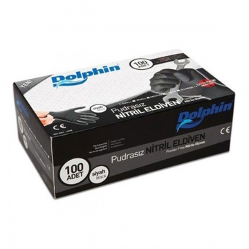 Dolphin Siyah Nitril Muayene Eldiveni